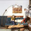 Lampe sur pied Melmar - laiton vieilli et noyer, gradateur, base en V