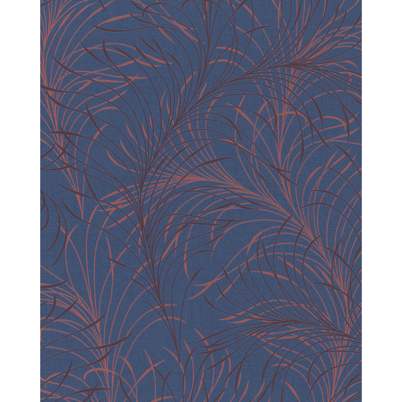 Kristyna Abstract Feather Design 10m x 53cm Wallpaper Roll, Red/Blue