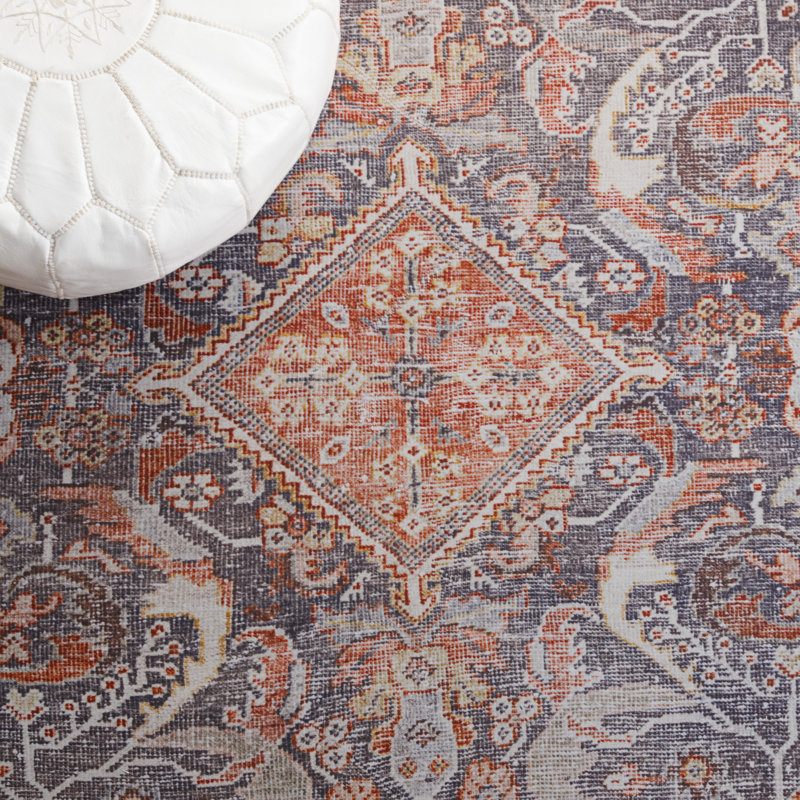 Tapis oriental gris / rouille Abdussamad, Rectangle 3 pi x 5 pi