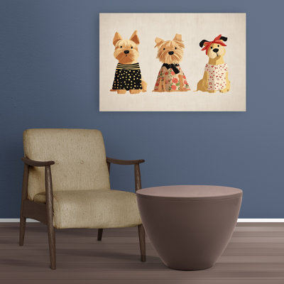 Mignon, chien habillé et fantaisiste, reproduction d'art mural contemporain
