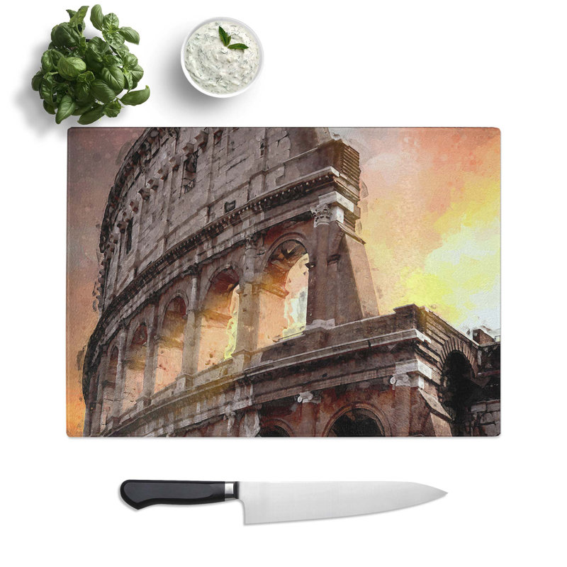 Tempered Glass Colosseum Rome Italy Chopping Board, 28.5 cm W x 20 cm L