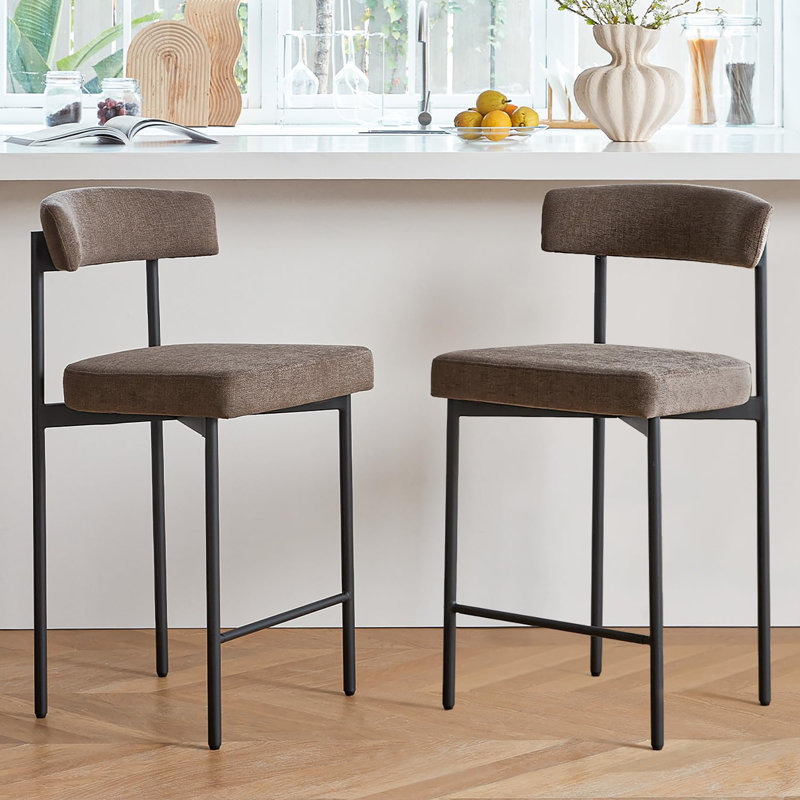 Ensemble de 2 tabourets de bar modernes, Noir, Gris