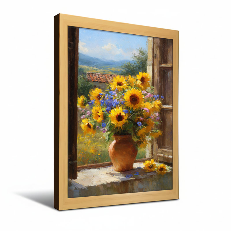 Plantes et fleurs dans un vase, H 30 po x l 20 po, Toile tendue, Ne s’applique pas