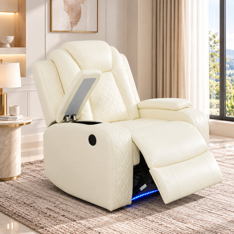 Fauteuil inclinable électrique haut de gamme en similicuir de 95 cm, Black Faux Leather