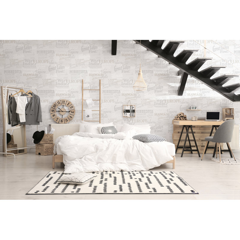 Farid Modern Graphics Design 10m x 53cm Wallpaper Roll, White/Grey