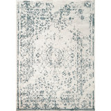 Mirage Silk Oriental Area Rug in Silver/Blue