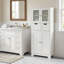 Armoire de rangement de salle de bain autoportante robuste à grande capacité à 4 portes résistante à l'eau avec 2 tiroirs coulissants et portes vitrées transparentes pour la salle de bain-954859754