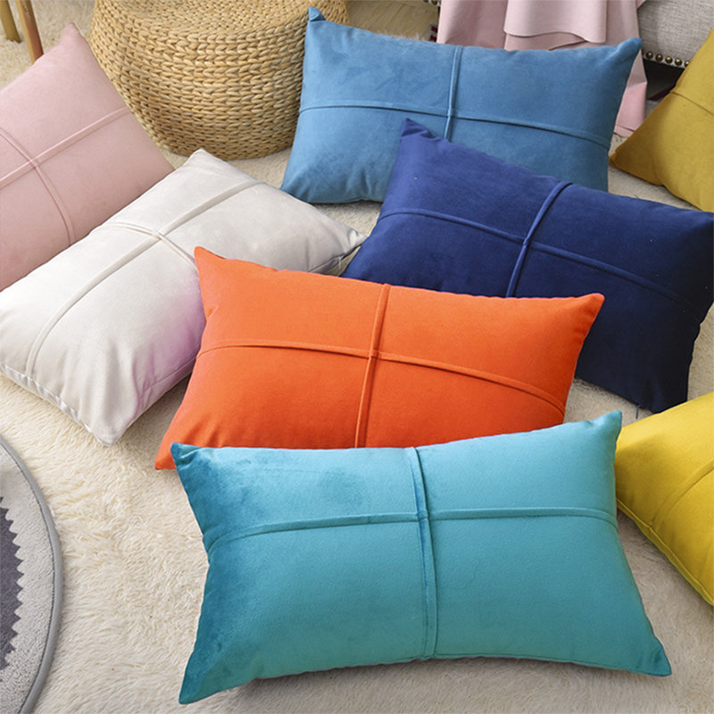  Ensemble de 2 coussins décoratifs de couleur unie Quadrant avec inserts , Tanné, H 20 po x l 20 po
