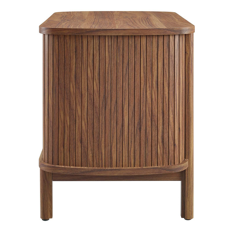 Cadence Walnut Fluted Open Shelf Nightstand