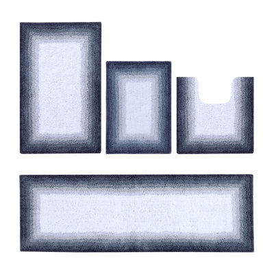 Makaylla Premium 100% Cotton 4 Piece Bath Rug Sets with Non-Slip Backing, Machine Washable, Luxurious Ombre Pattern Super Absorbent & Tufted Weave Bath Mat for Bathroom