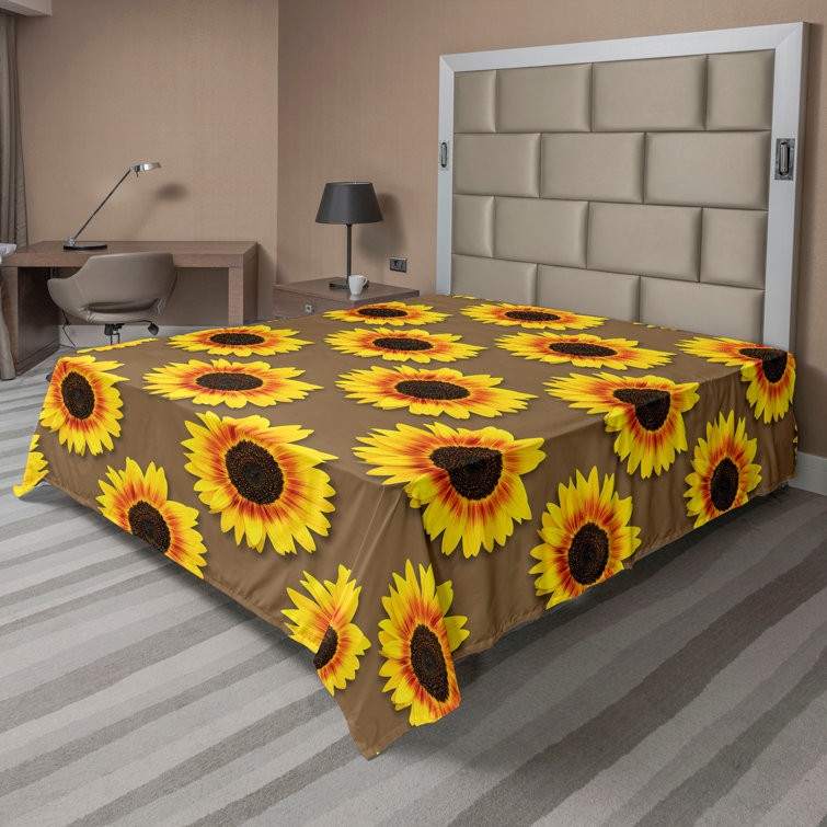 Drap plat à motif floral bohème Ambesonne