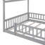 Structure de lit en bois pleine grandeur avec clôture, pour enfants, adolescents, filles, garçons, gris