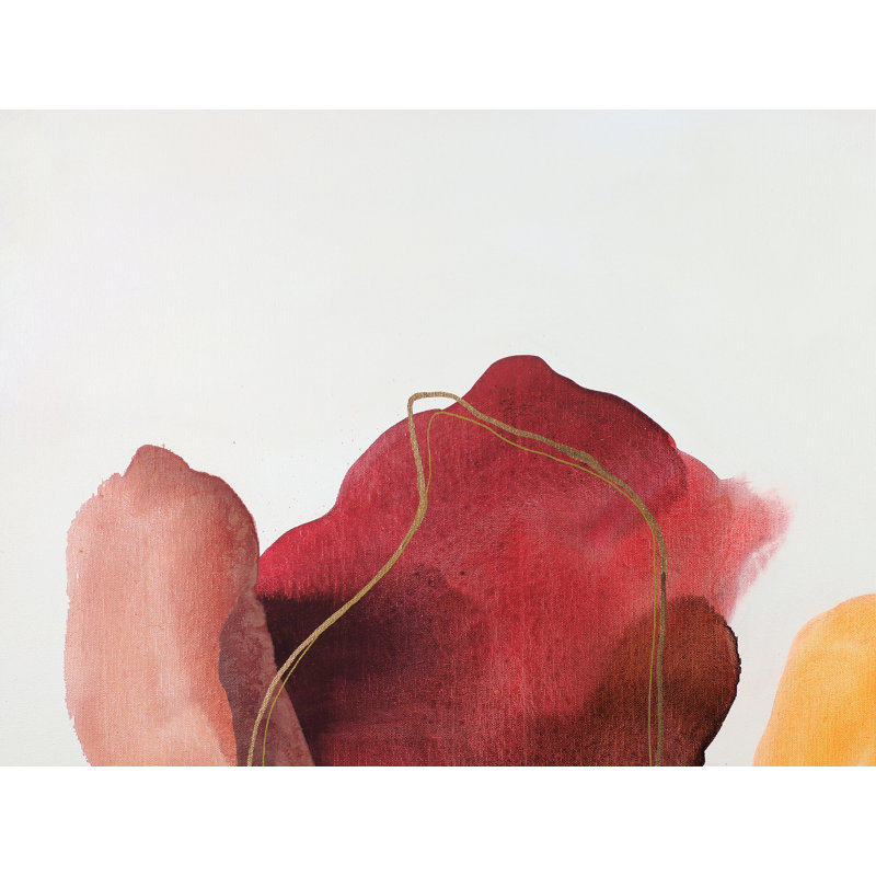 Rouge De Petals Print by Novi Lim, Black Framed Canvas, 25" H x 33" W 
