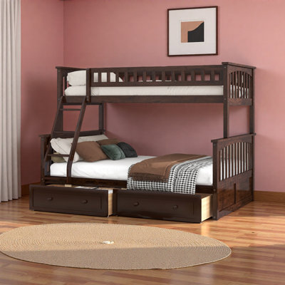Twin Over Full Bunk Bed With Drawers, Convertible Beds