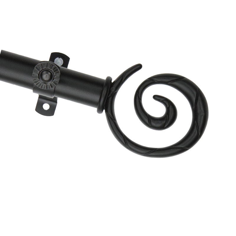 Tringle à rideaux simple réglable 0,81 po Hebbville, 28 po à 48 po (chaque côté), Noir