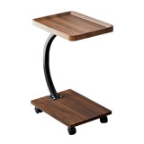 C Shaped Side Table Movable Sofa End Table Modern Coffee Table With Wheels For Small Spaces