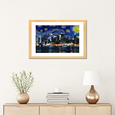 New York City, New York Starry Night Skyline - Graphic Art Print