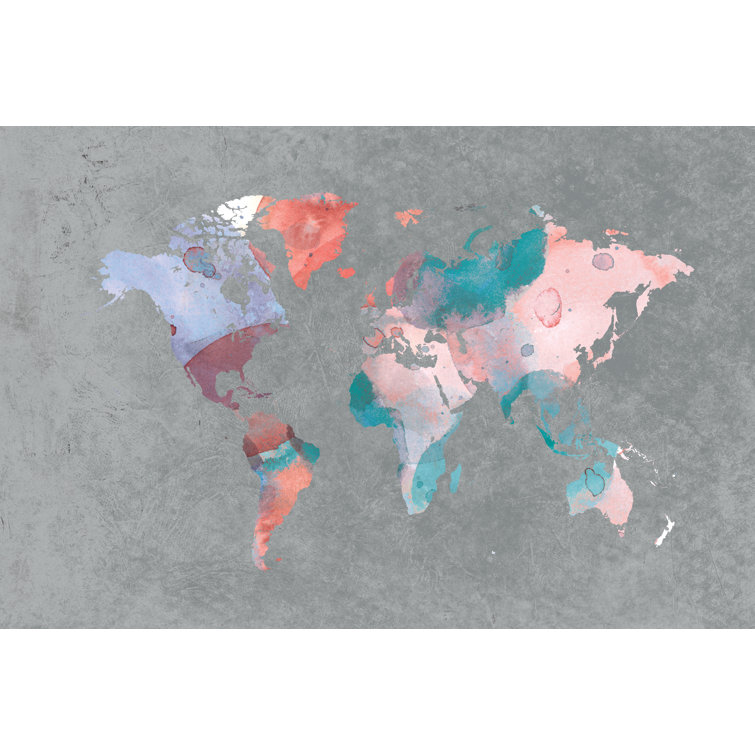 Pattern Map Grey 7 - Wrapped Canvas Print