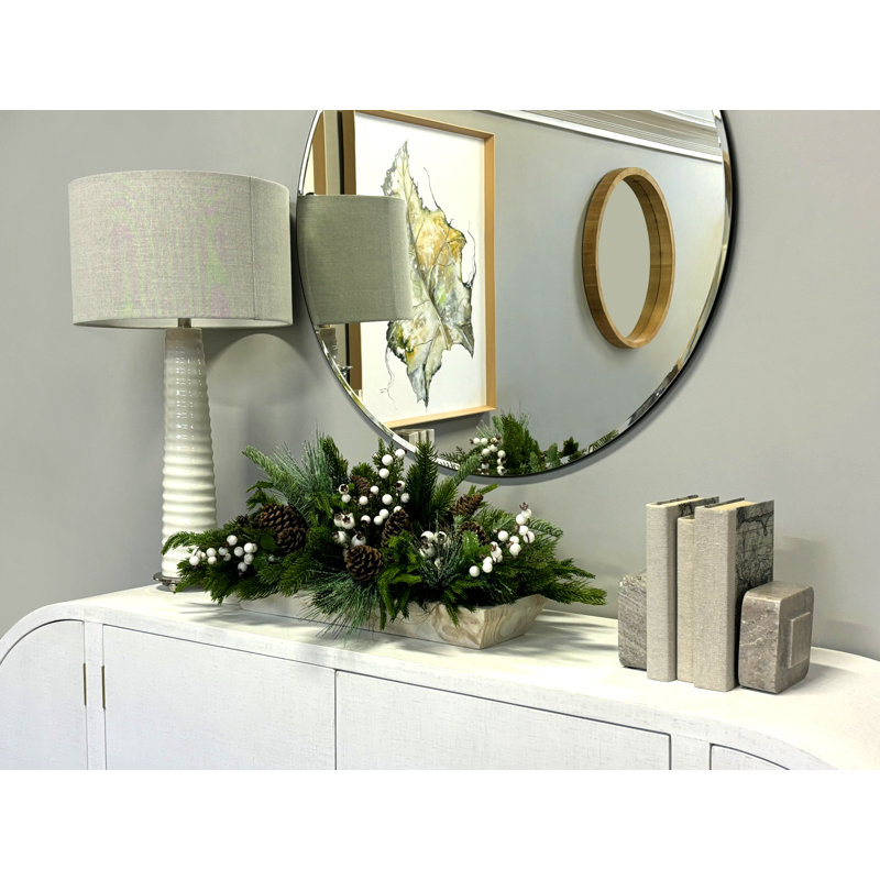 Holiday Arrangement with Evergreens, Berries and Pinecones
