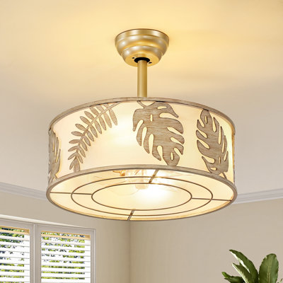 20" Boho Ceiling Fan with Light Kit And Remote Control 6 Speeds Timer for Bedroom
