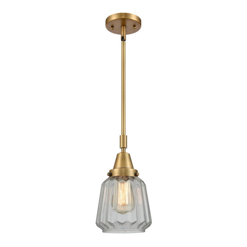 Caggiano 1 - Light Single Pendant, Clear, No Bulb Included, Brushed Brass