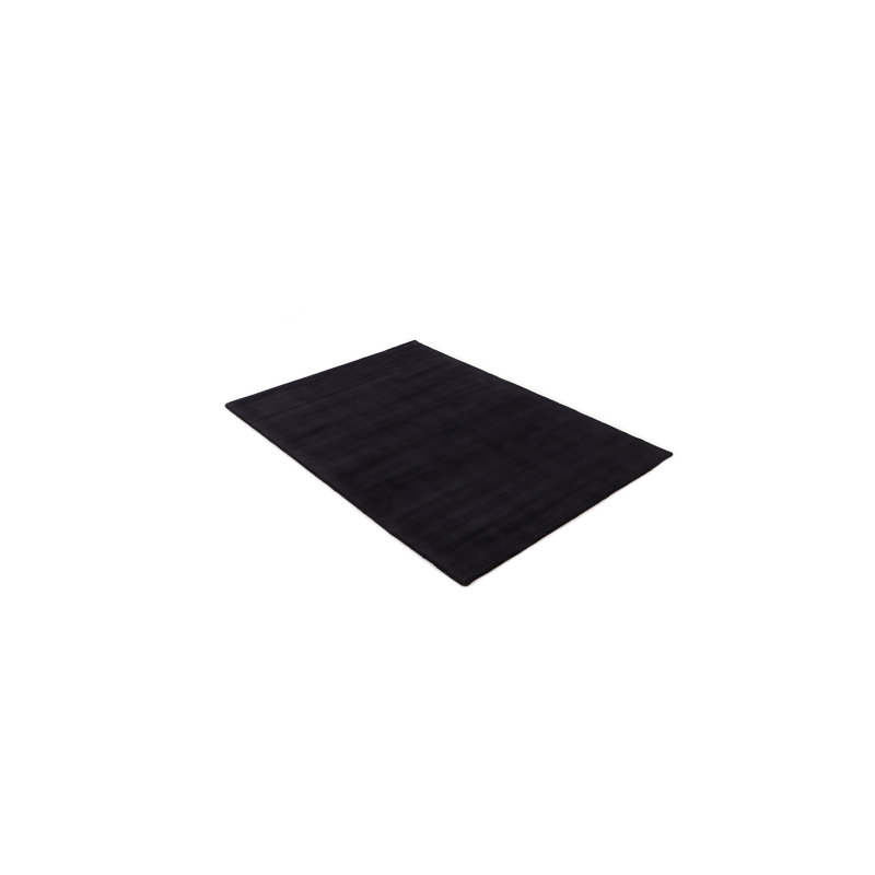 Ava Handmade Viscose Silky Solid Soft Black Rug, Rectangle 200 x 290cm
