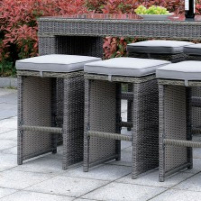 Darleen Outdoor Patio Stool with Cushion