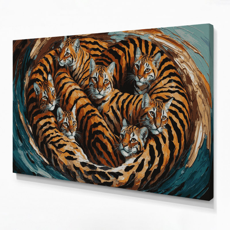 «Cats Toyger», art mural sur toile noire, H 20 po x l 30 po