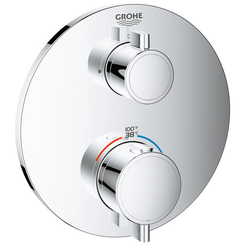 GROHE Grohtherm 2-Handle Shower Thermostatic Valve Trim Kit, Chrome