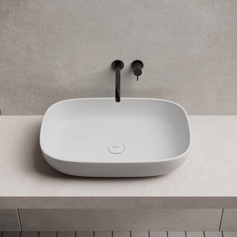 MonBlari 24" X 16" Rectangle Solid Surface Matte White Vessel Sink, Matte White