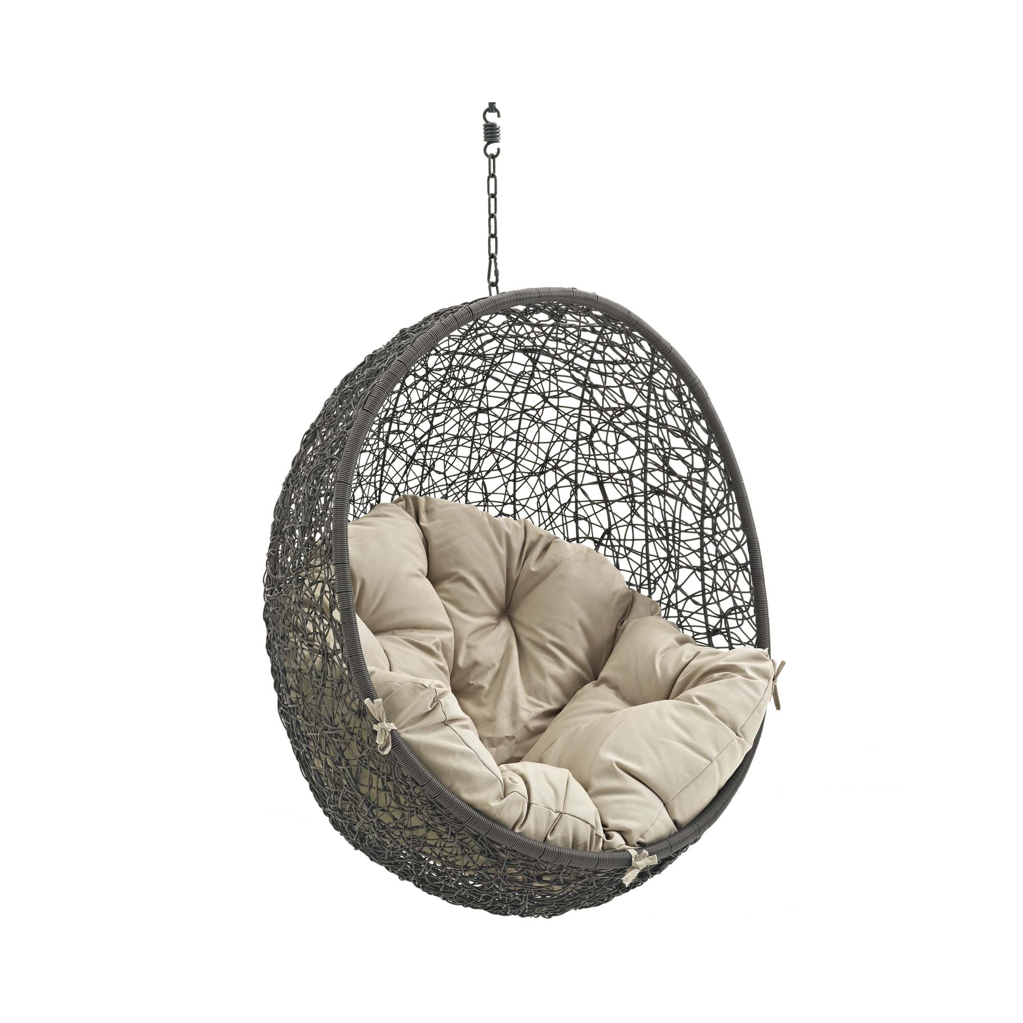 Modway Hide Outdoor Patio Swing Chair Without Stand, Gray/Beige