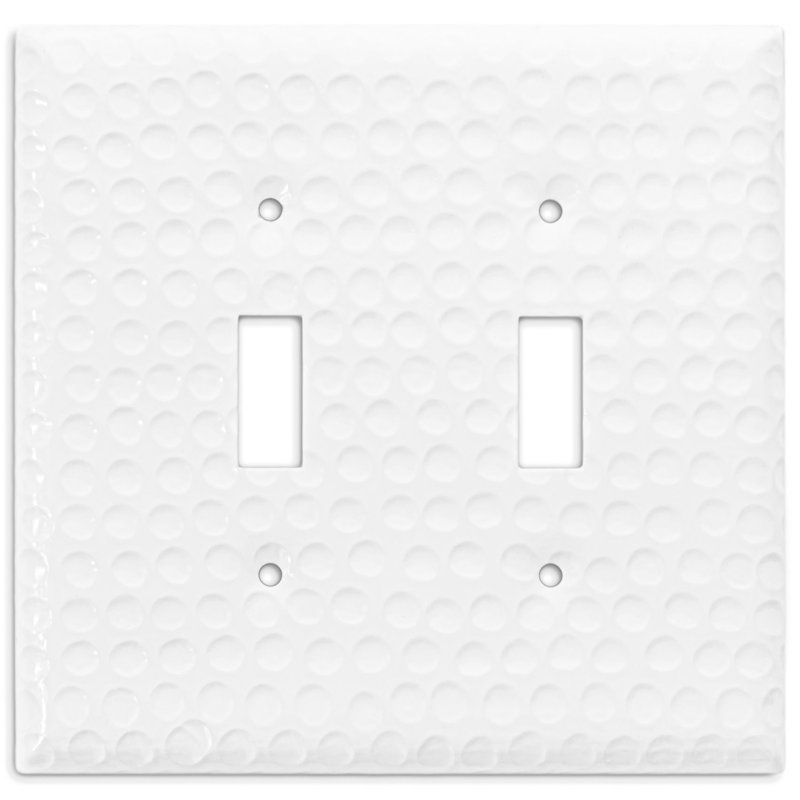 Classic White Hand Hammered Aluminum 2-Gang Toggle Switch Plate
