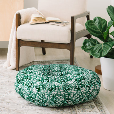 Coussin de plancher rond en forme de petite flèche de style marocain émeraude