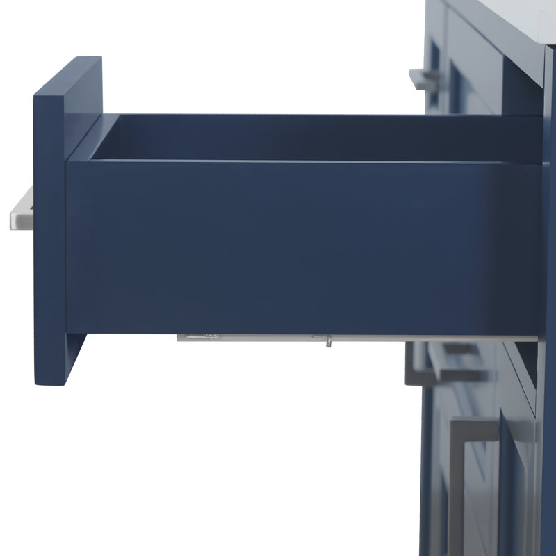 Ensemble de meuble-lavabo simple 48 po avec lavabo et dosseret en céramique 48 po, Nickel brossé, Bleu