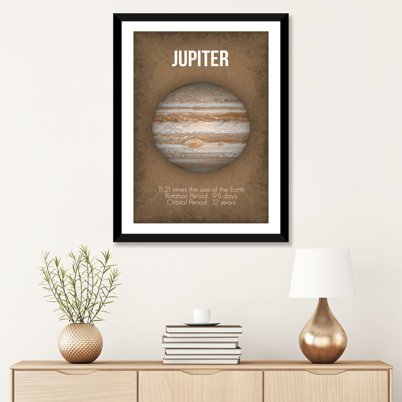 Jupiter, 32" H x 24" W x 1" D, Black Framed Fine Art Paper