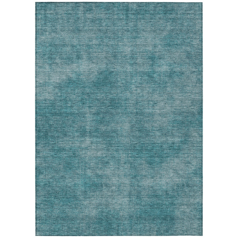 Teal Flat Woven Synthetic Indoor/Outdoor 5' x 7' Rug