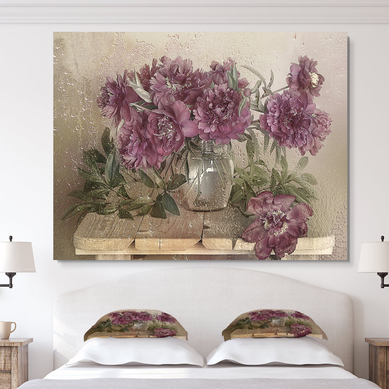 Bouquet de pivoines roses - impression, Métal métal, 34" H x 44" W x 1" D