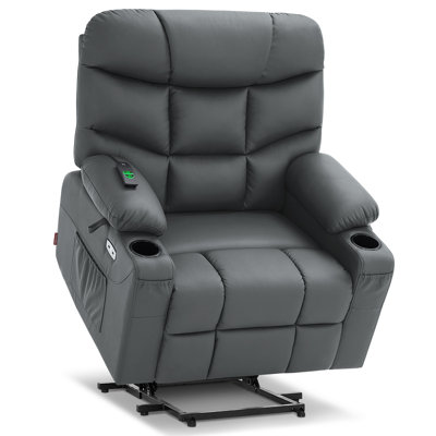 Latise Wide Power Recliner Lift Chair with Extended Footrest, Faux Leather