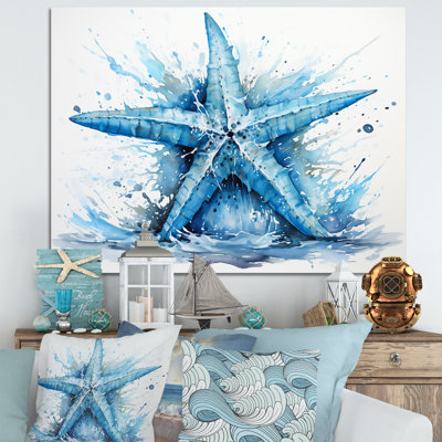 Watercolor blue  Starfish - Starfish Framed Wall Art