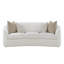 Sofa courbé, canapé rembourré avec accoudoirs inclinés et coussins