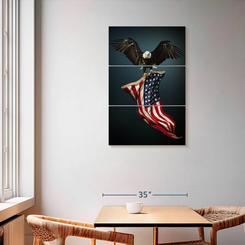 Brampt Eagle With American Flag, 57" H x 36" W