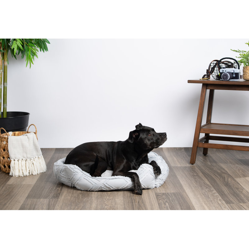Fils modernes - Lit pour chien de luxe - Cuddler en jacquard pour petits et moyens chiens - Lavable à la machine - Dorlotez votre animal avec des lits confortables - Gris