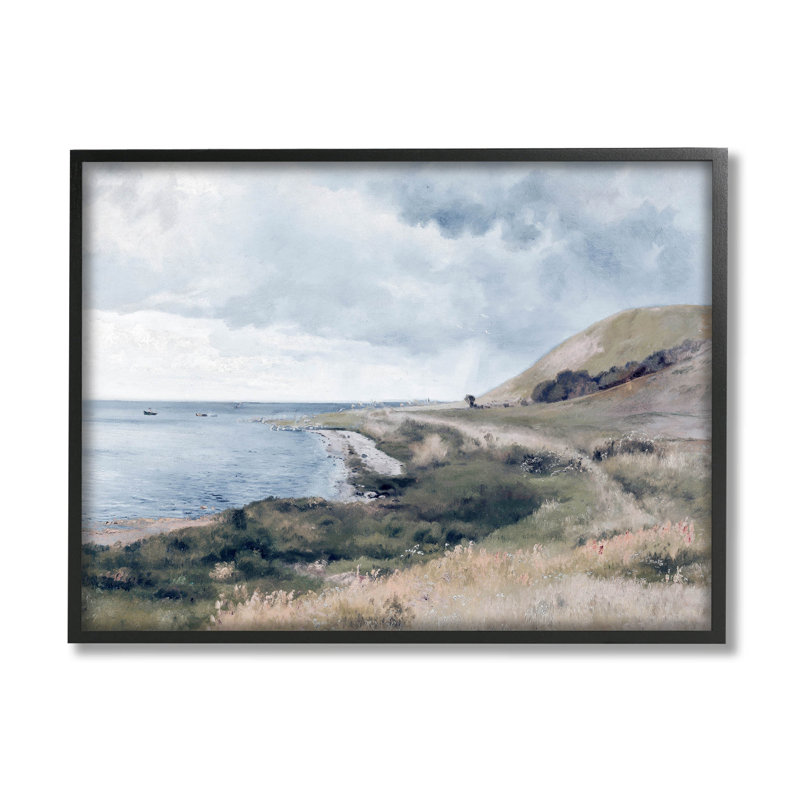 Art de giclée de paysage côtier de falaises de bord de mer par lettres et lignes, H 24 po x l 30 po x P 1,5 po