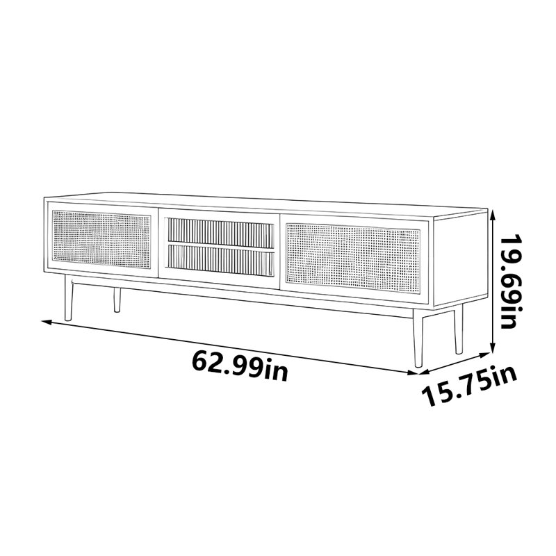Meuble télé de style nordique, 62.99"