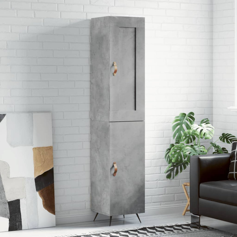 Mirijela 2 Door Manufactured Wood Wardrobe, Concrete Grey