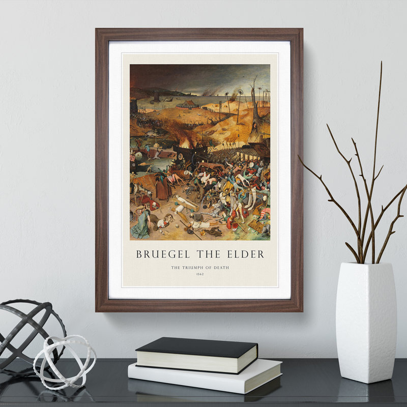 The Triumph of Death by Pieter Bruegel the Elder - Picture Frame Painting, 65cm H x 48cm W x 2cm D, Walnut Framed