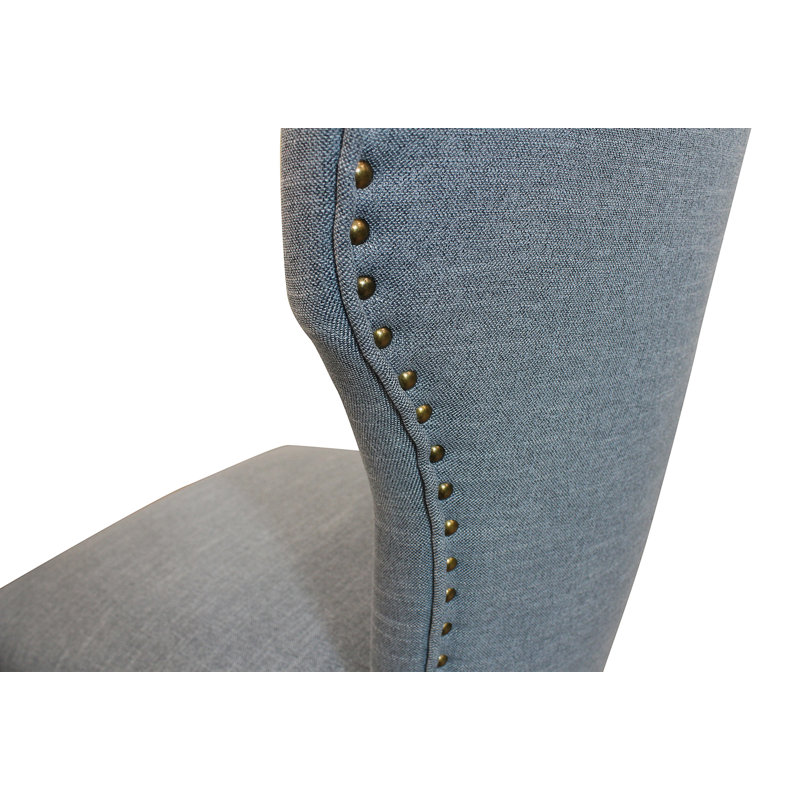 Ensemble de salle à manger 9 pièces Logan avec 8 chaises Jill en tissu denim