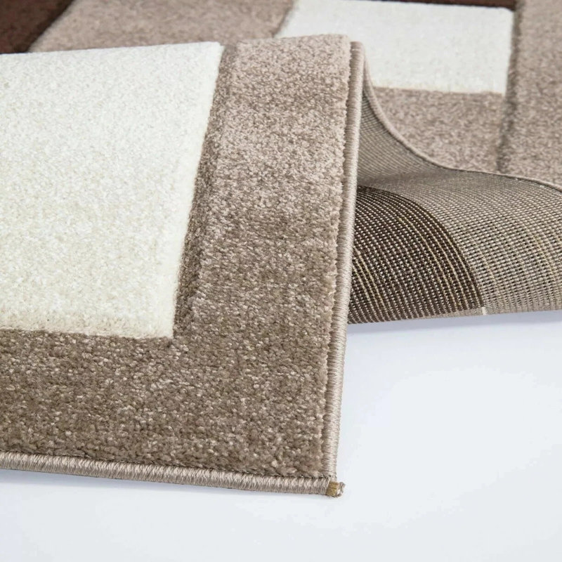 Havana Geometric Beige Brown Large Rugs – Modern Living Room Carpet, Bedroom & Hallway Runner | Soft, Non-Shedding, Stain Resistant Floor Mat