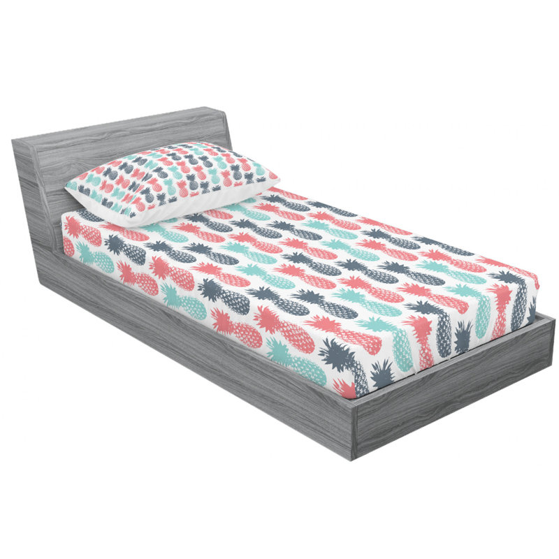 Pineapple Microfiber Sheet Set, Twin XL Sheet Set with Fitted Sheet
