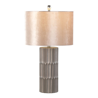 Lampe de table contemporaine en céramique brun et métallique brun avec abat-jour champagne 22 po Tania